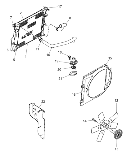 2000 Dodge Dakota Drive Fan Diagram for 52028799AA