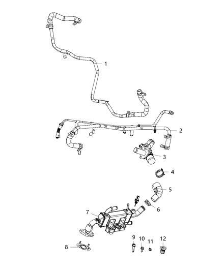 1991 Jeep Comanche Hose And Tube EGR Coolant Return Diagram for 68217333AB