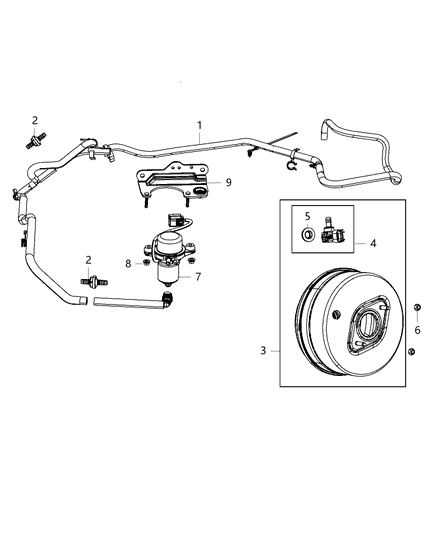 Hose Brake Booster Vacuum Diagram for 52124752AG