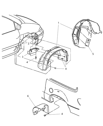 1995 Dodge Intrepid Shield Fender Diagram for 4857762AA