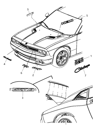 1993 Dodge B150 Nameplate Hemispherical Diagram for 68085330AB