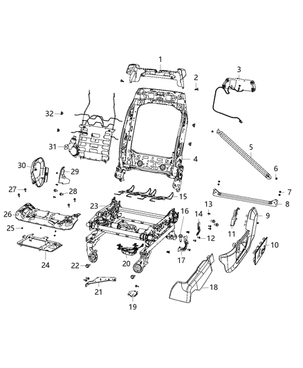 1987 Dodge Shadow Shield Seat Rear Mounting Diagram for 68050482AA