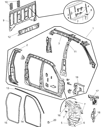 Reinforcement Cab Back Diagram for 55112094AA
