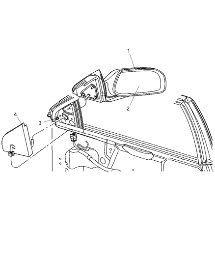 2004 Chrysler Pacifica Mirror Outside, Rearview, Electric, Heated Diagram for 4857909AB