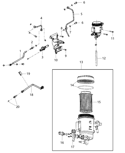 Housing Fuel Filter Diagram for 68157290AA