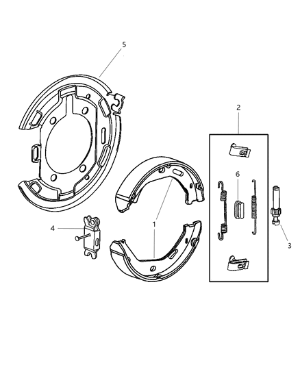 Shoe And Lining Kit Parking Brake Diagram for 5103204AA