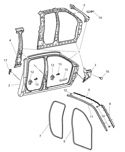 2007 Dodge Ram 3500 Panel Bodyside Aperture Outer Only Diagram for 55276050AD