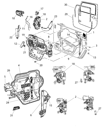 Latch Front Door Power Lock Diagram for 4589277AH