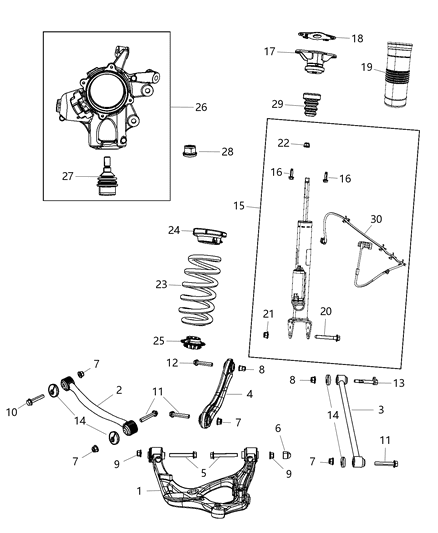 Shock Absorber Kit Suspension Rear Diagram for 68298926AA