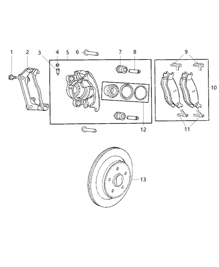 Pad Kit Rear Disc Brake Diagram for 68071076AA