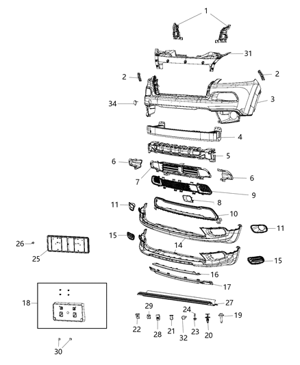 Grille Active Shutter Actuator Only Diagram for 68164480AC