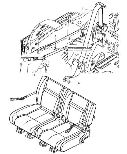 2021 Dodge Durango Seat Belt Rear Diagram for ZF40BD5AA