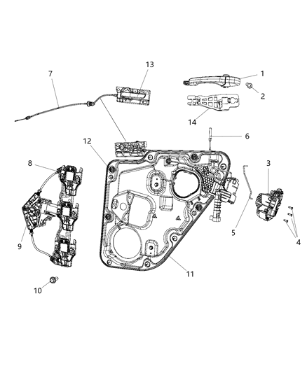Motor Window Regulator Rear Door Diagram for 68079284AA
