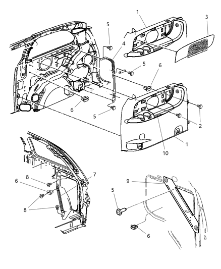 Panel Quarter Trim Diagram for YZ96BD1AB