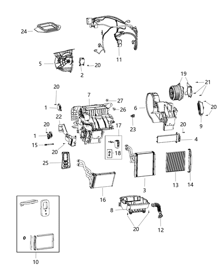 2007 Jeep Commander Motor Blower With Wheel Diagram for 68223053AC