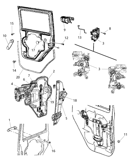 Latch Rear Door Diagram for 4589023AK