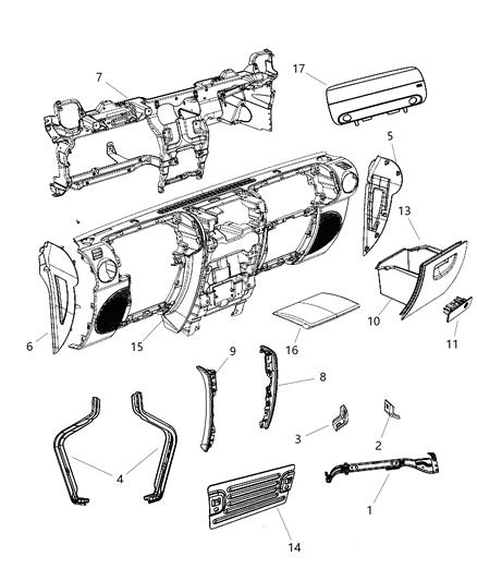 1985 Jeep J10 Glove Box Instrument Panel Diagram for 5KD241J8AC