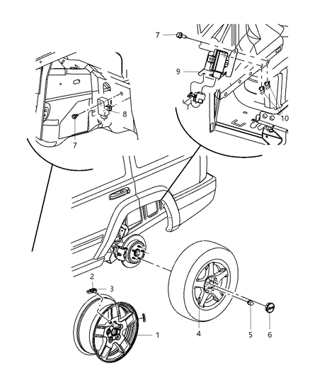 1995 Jeep Grand Cherokee Wheel Aluminum Diagram for 5JS93PAKAA