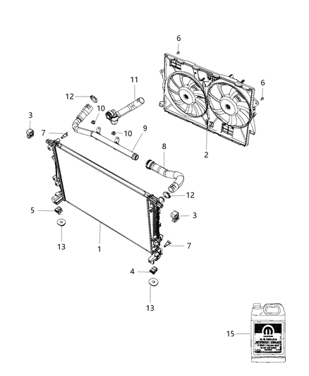 Radiator Engine Cooling Diagram for 68229290AA