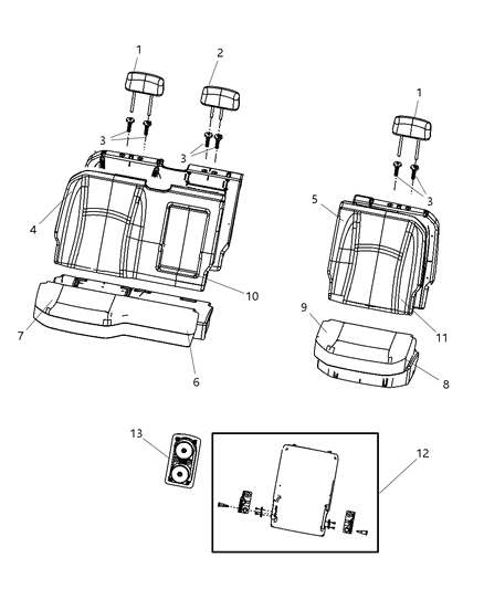 2011 Ram 1500 Cover Rear Seat Cushion 40%, Left Diagram for 1NN541K2AA