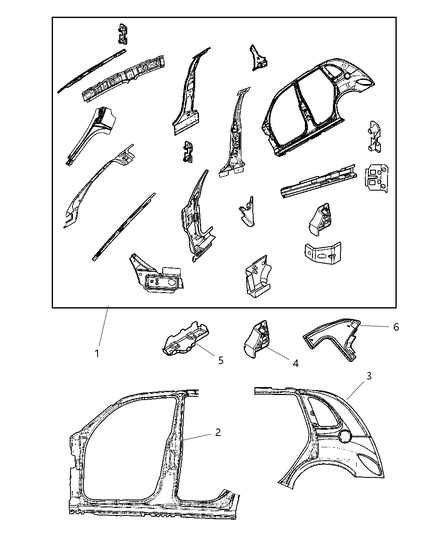 Panel Package Bodyside Aperture Rear Diagram for 5066400AA