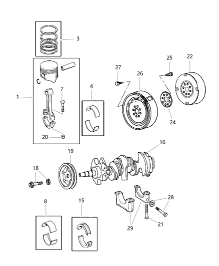 1996 Chrysler Town & Country Piston Pin And Rod Diagram for 5010335AB