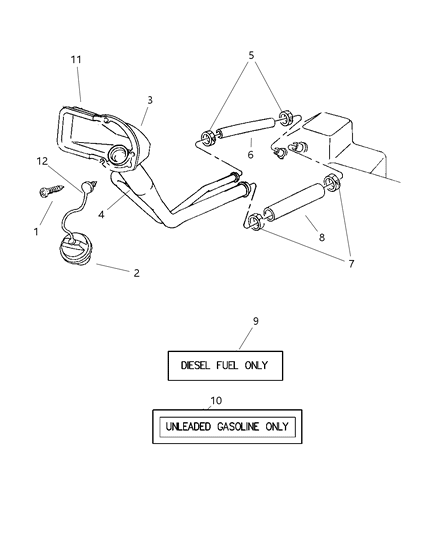 1984 Chrysler Executive Sedan Cap Fuel Filler Diagram for 5278632AA