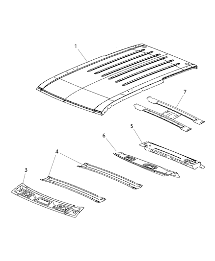 2003 Dodge Caravan Panel Roof With Sunroof Opening Requires Shims Diagram for 55369452AA