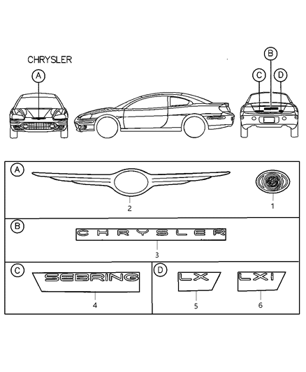 2002 Chrysler Sebring Nameplate Sebring Diagram for MR492607