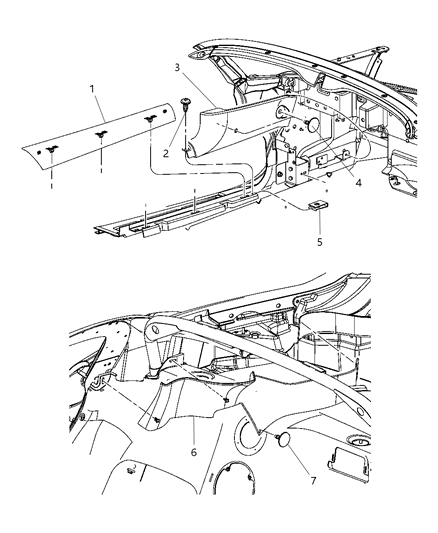 Molding B Pillar Diagram for 1BK25DX9AC