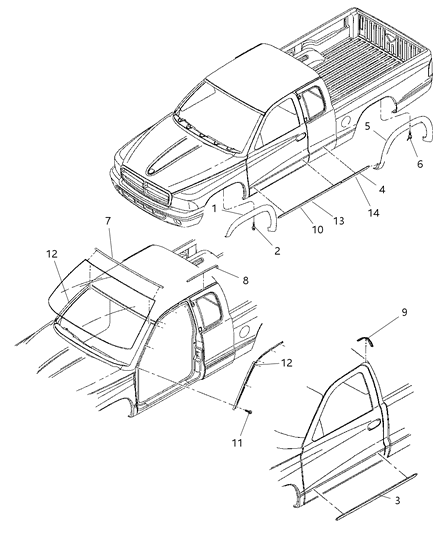 Molding Windshield Reveal Diagram for 55257311AB