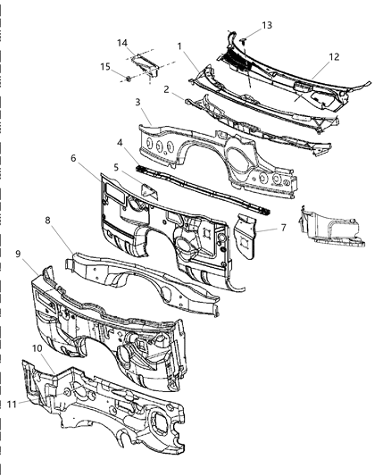 Panel Cowl Plenum Lower Diagram for 68058045AA
