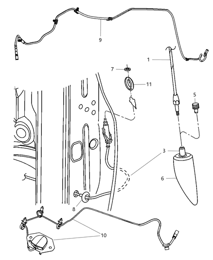 1999 Chrysler LHS Mast Antenna Diagram for 4685574AH