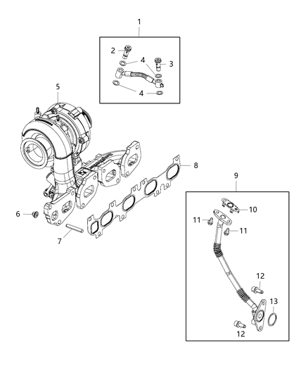 2019 Chrysler 300 Turbocharger / Manifold Exhaust Diagram for 68368759AA