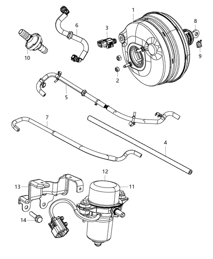 Booster Power Brake Diagram for 68089130AB