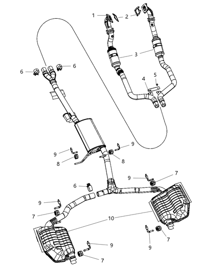 1995 Dodge B2500 Pipe And Converter Front Diagram for 68091591AB