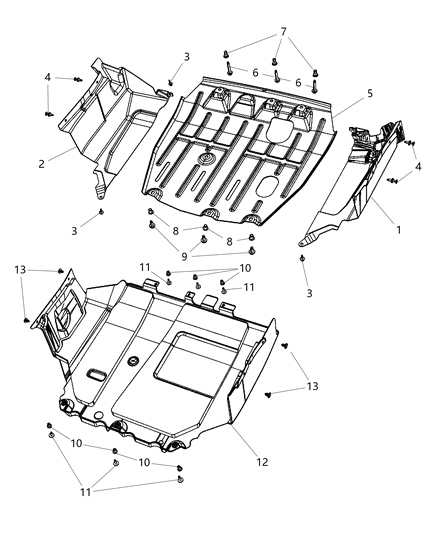 Skid Plate Front Diagram for 5105236AB