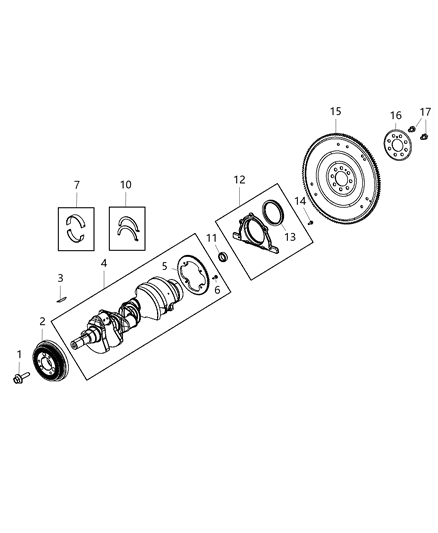 2001 Dodge Ram 3500 Van Crankshaft New Part Number For 2013 Diagram for 5038339AD