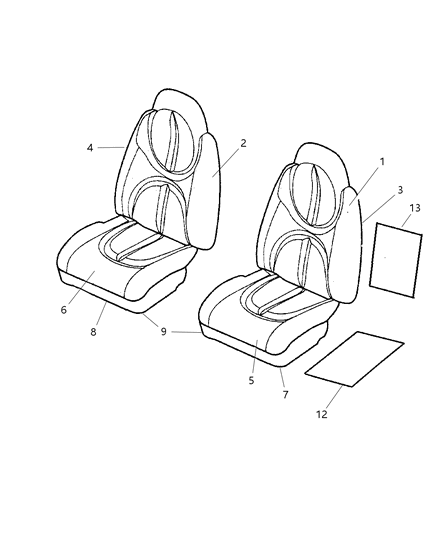 Cushion Front Seat Driver , (Includes Cover, Pad, Recliner) Diagram for XB791T5AA