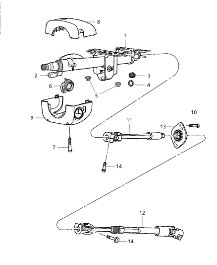 1988 Jeep Wagoneer Shaft Steering Column Intermediate Diagram for 5290070AD
