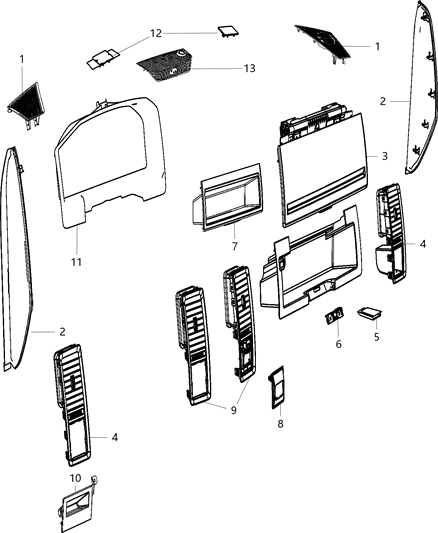 Door Glove Box Diagram for 1VX21GTVAB