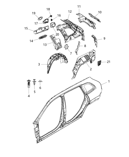 Panel Bodyside Aperture Outer Diagram for 68102363AD