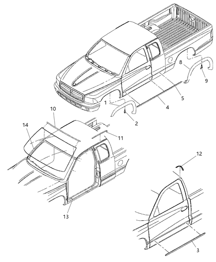 Molding Windshield Reveal Diagram for 55257311AC