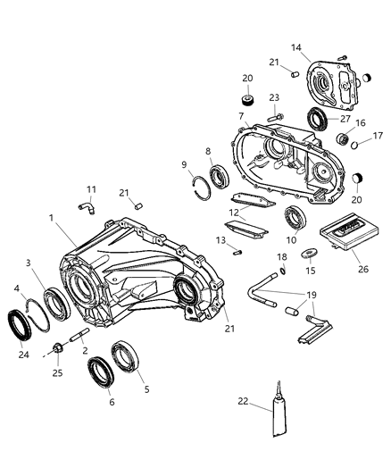2013 Ram 2500 Retainer Transfer Case Rear Diagram for 68041073AA