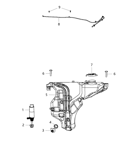 1998 Dodge B2500 Hose And Connector Windshield Washer Diagram for 68057739AE