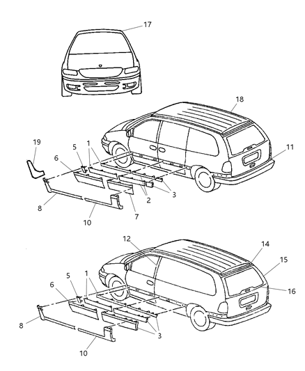 2008 Dodge Charger Molding Front Door Diagram for HR48WEL