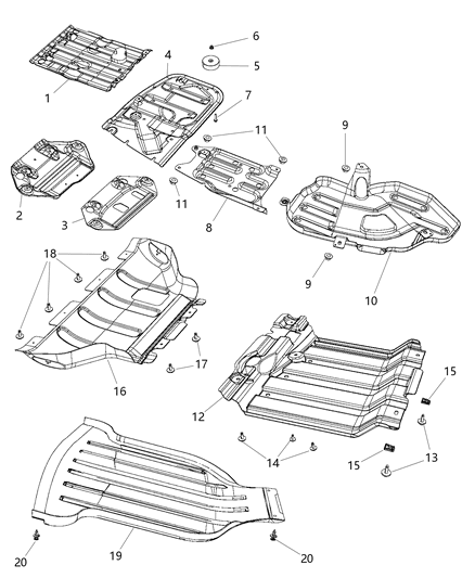Skid Plate Front Steering Gear Guard Diagram for 68203529AD