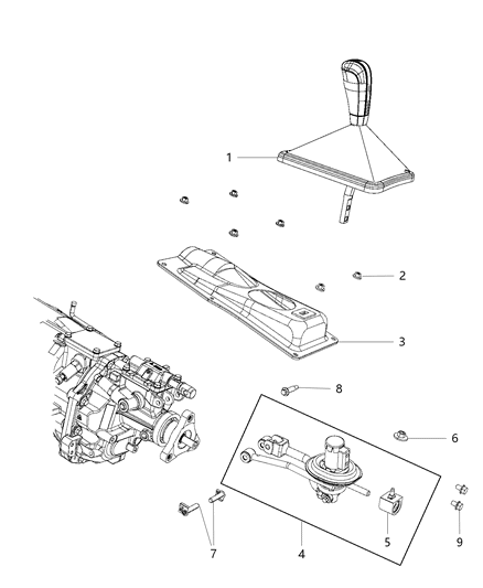 Gear Shift Assembly Diagram for 5038805AA
