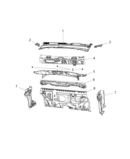 Panel Cowl Side Trim Diagram for 5UT13RXFAB