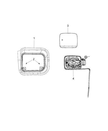 2018 Jeep Compass Housing Fuel Filler Right Side, Includes Rubber Protector Diagram for 68404712AA